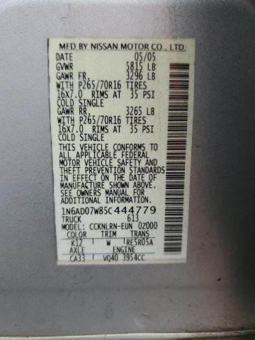 Photo 11 VIN: 1N6AD07W85C444779 - NISSAN FRONTIER C 