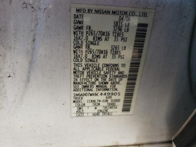 Photo 11 VIN: 1N6AD07WX6C449905 - NISSAN FRONTIER C 