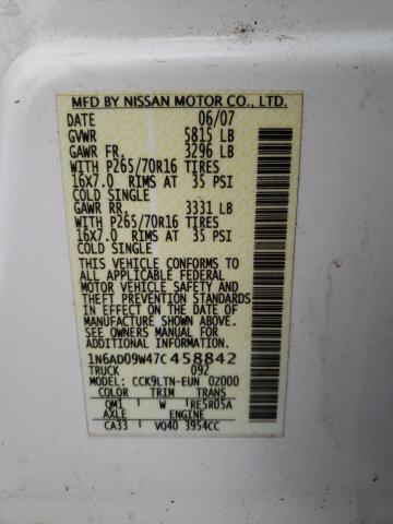 Photo 11 VIN: 1N6AD09W47C458842 - NISSAN FRONTIER 