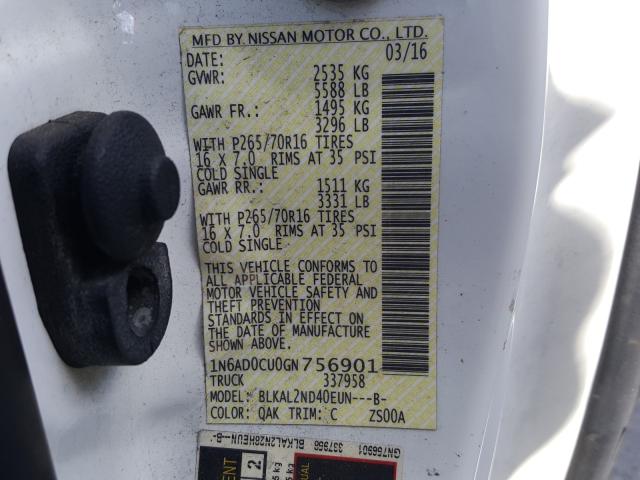 Photo 9 VIN: 1N6AD0CU0GN756901 - NISSAN FRONTIER S 