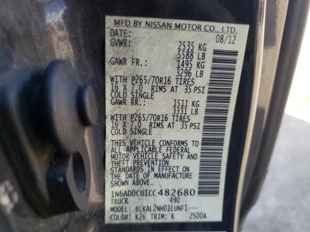 Photo 9 VIN: 1N6AD0CU1CC482680 - NISSAN FRONTIER S 