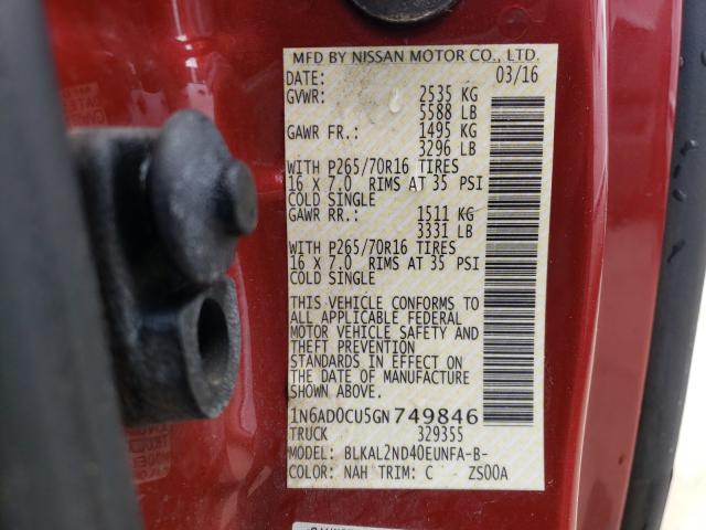 Photo 9 VIN: 1N6AD0CU5GN749846 - NISSAN FRONTIER S 