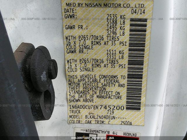 Photo 8 VIN: 1N6AD0CU7EN745200 - NISSAN FRONTIER 