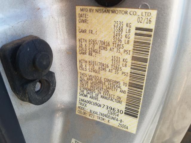 Photo 9 VIN: 1N6AD0CU9GN739630 - NISSAN FRONTIER S 