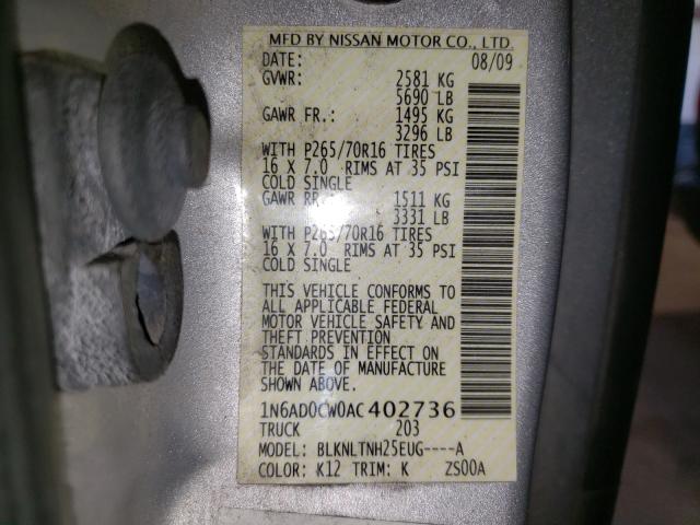 Photo 9 VIN: 1N6AD0CW0AC402736 - NISSAN FRONTIER K 