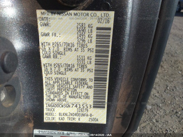 Photo 8 VIN: 1N6AD0CW3GN741553 - NISSAN FRONTIER 