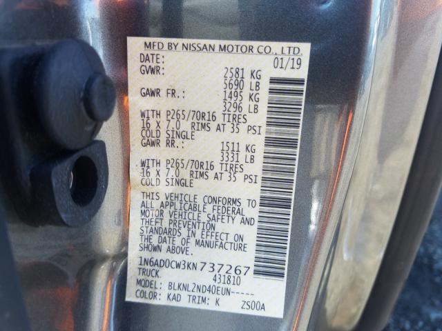 Photo 9 VIN: 1N6AD0CW3KN737267 - NISSAN FRONTIER S 