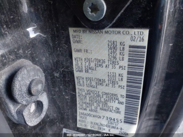 Photo 8 VIN: 1N6AD0CW4GN739455 - NISSAN FRONTIER 