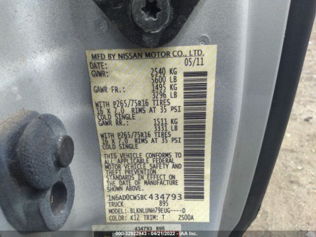 Photo 8 VIN: 1N6AD0CW5BC434793 - NISSAN FRONTIER 