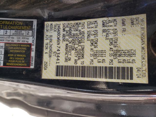 Photo 9 VIN: 1N6AD0CW6EN743441 - NISSAN FRONTIER S 