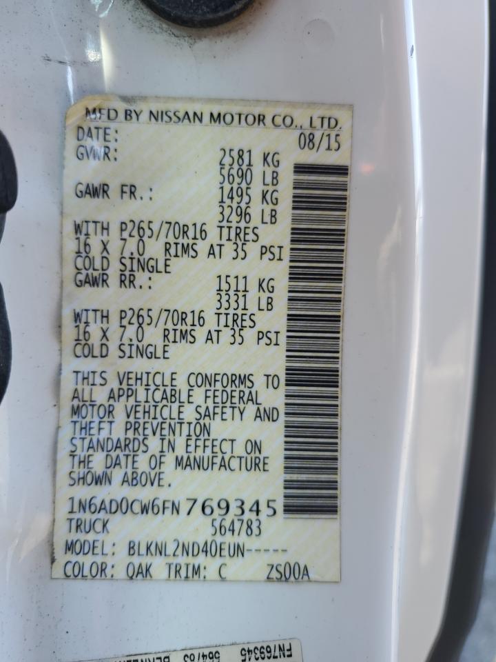 Photo 11 VIN: 1N6AD0CW6FN769345 - NISSAN NAVARA (FRONTIER) 