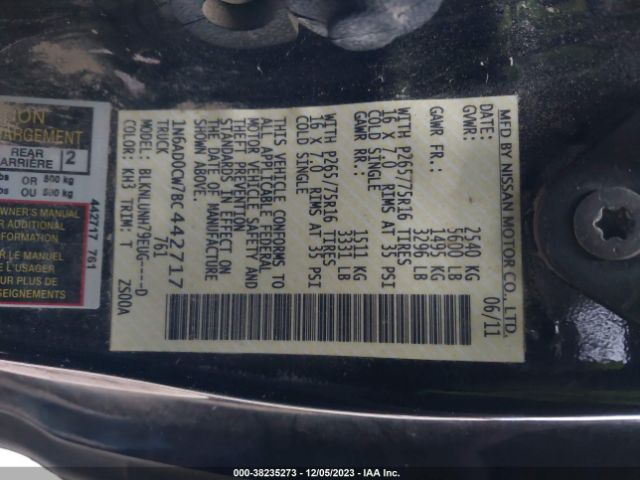 Photo 8 VIN: 1N6AD0CW7BC442717 - NISSAN FRONTIER 