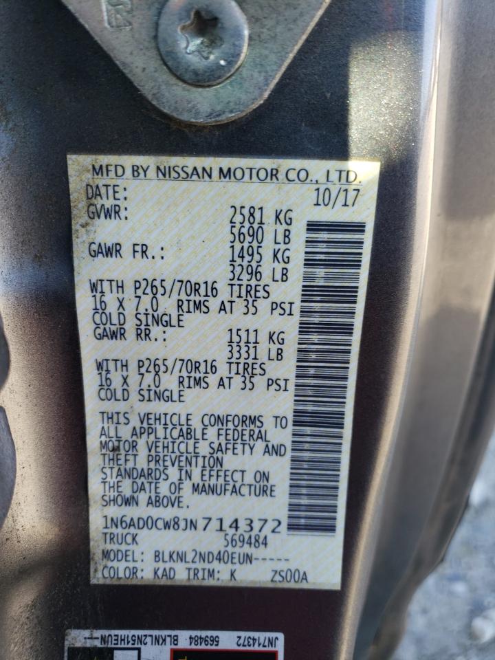 Photo 11 VIN: 1N6AD0CW8JN714372 - NISSAN NAVARA (FRONTIER) 