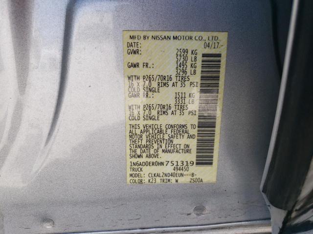 Photo 11 VIN: 1N6AD0ER0HN751319 - NISSAN FRONTIER S 