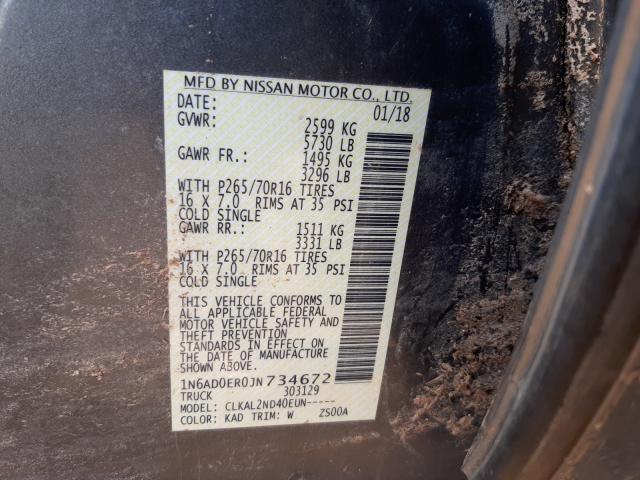 Photo 9 VIN: 1N6AD0ER0JN734672 - NISSAN FRONTIER S 