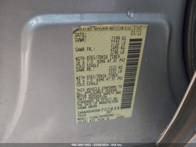 Photo 8 VIN: 1N6AD0ER2DN727839 - NISSAN FRONTIER 