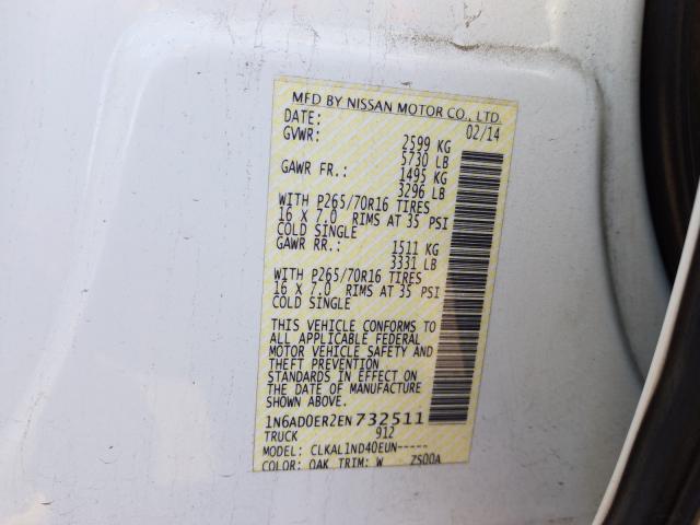 Photo 9 VIN: 1N6AD0ER2EN732511 - NISSAN FRONTIER S 