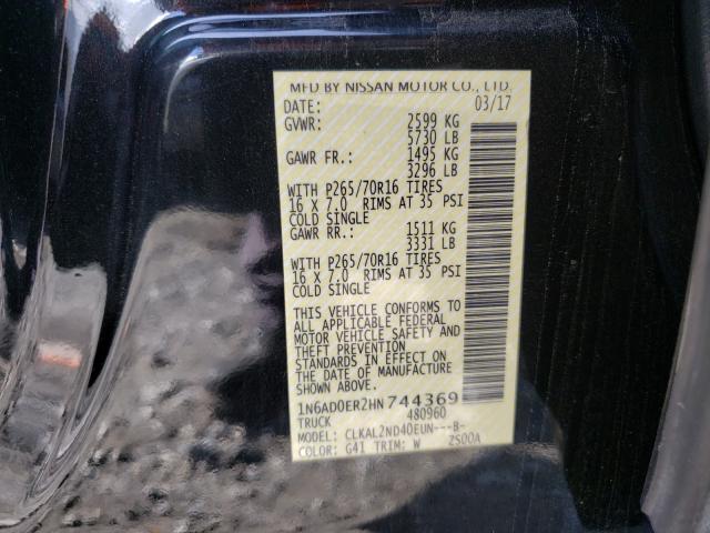 Photo 9 VIN: 1N6AD0ER2HN744369 - NISSAN FRONTIER S 