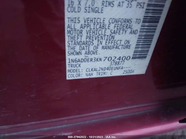 Photo 8 VIN: 1N6AD0ER3KN702400 - NISSAN FRONTIER 