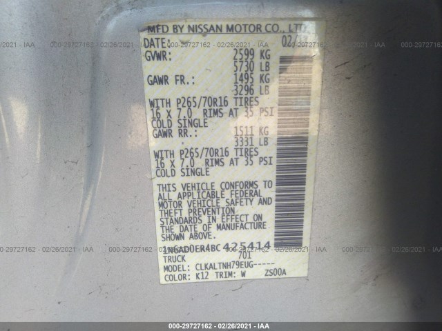 Photo 8 VIN: 1N6AD0ER4BC425414 - NISSAN FRONTIER 