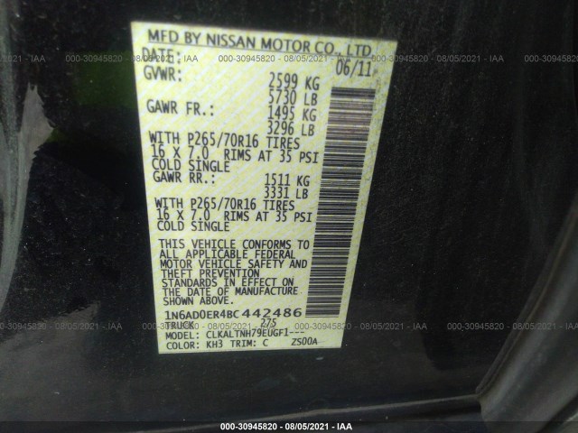 Photo 8 VIN: 1N6AD0ER4BC442486 - NISSAN FRONTIER 