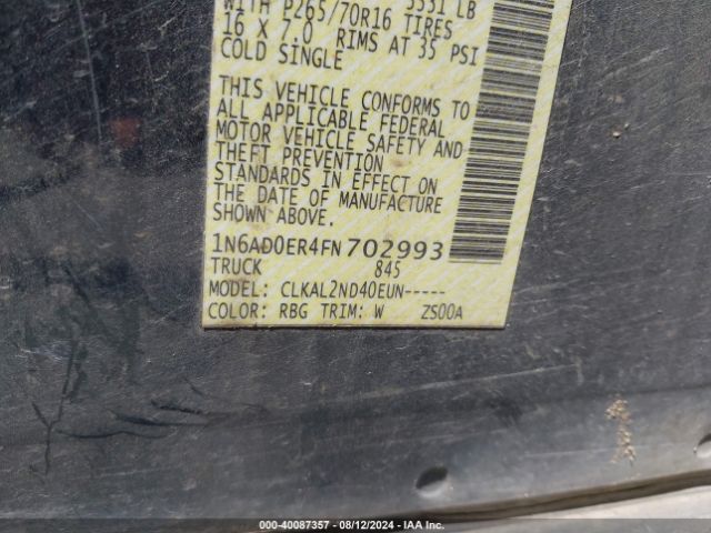 Photo 8 VIN: 1N6AD0ER4FN702993 - NISSAN FRONTIER 