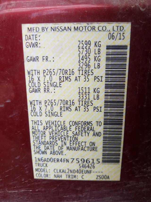 Photo 9 VIN: 1N6AD0ER4FN759615 - NISSAN FRONTIER S 