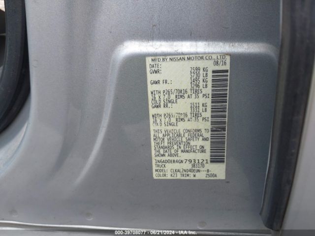 Photo 8 VIN: 1N6AD0ER4GN793121 - NISSAN FRONTIER 