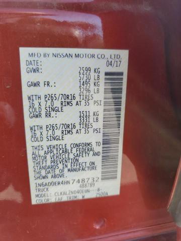 Photo 11 VIN: 1N6AD0ER4HN748732 - NISSAN FRONTIER S 