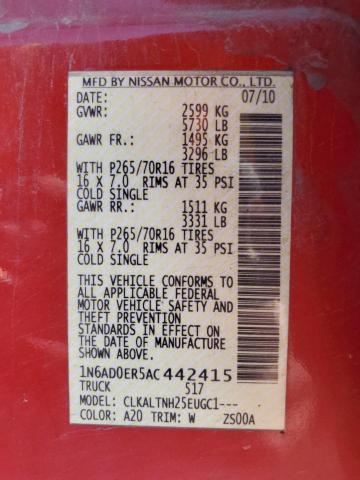 Photo 9 VIN: 1N6AD0ER5AC442415 - NISSAN FRONTIER C 