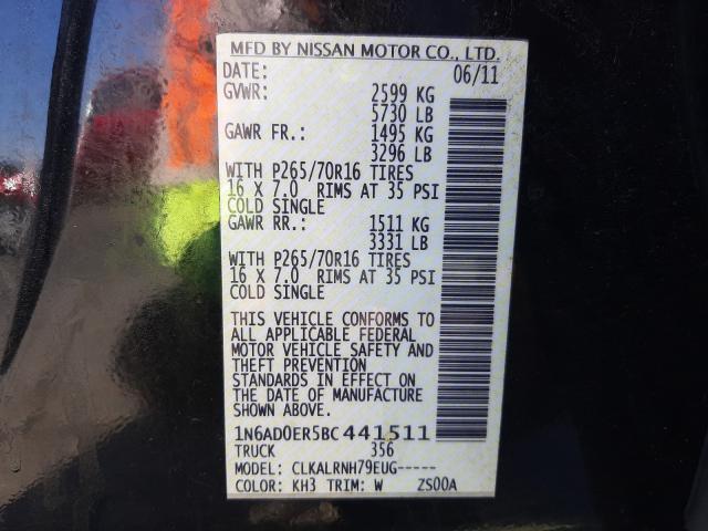 Photo 9 VIN: 1N6AD0ER5BC441511 - NISSAN FRONTIER S 