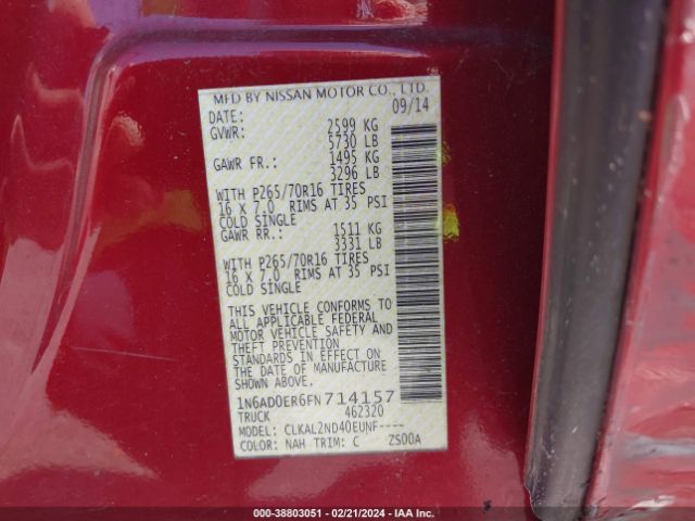 Photo 8 VIN: 1N6AD0ER6FN714157 - NISSAN FRONTIER 