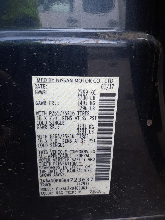 Photo 9 VIN: 1N6AD0ER6HN723637 - NISSAN FRONTIER S 