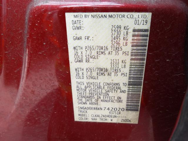 Photo 9 VIN: 1N6AD0ER6KN742020 - NISSAN FRONTIER S 