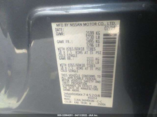 Photo 8 VIN: 1N6AD0ER6KN745208 - NISSAN FRONTIER 