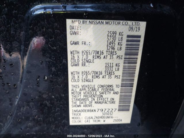 Photo 8 VIN: 1N6AD0ER6KN797227 - NISSAN FRONTIER 