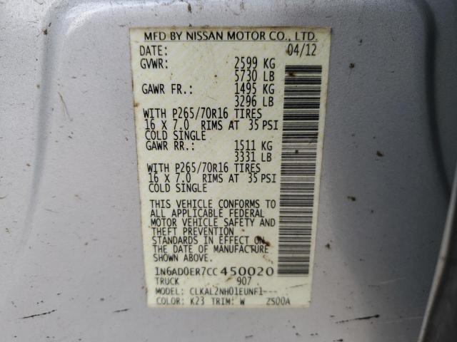 Photo 11 VIN: 1N6AD0ER7CC450020 - NISSAN FRONTIER 