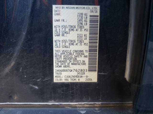 Photo 9 VIN: 1N6AD0ER7GN762803 - NISSAN FRONTIER S 