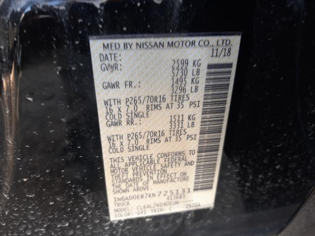 Photo 9 VIN: 1N6AD0ER7KN725131 - NISSAN FRONTIER S 