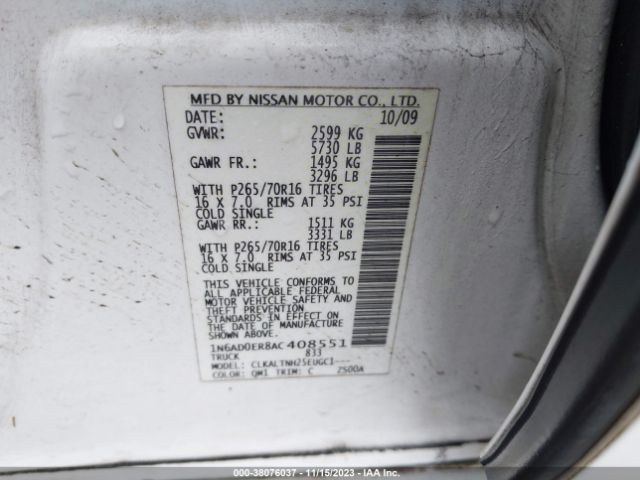 Photo 8 VIN: 1N6AD0ER8AC408551 - NISSAN FRONTIER 