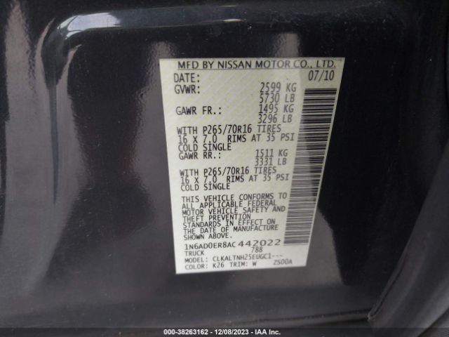 Photo 8 VIN: 1N6AD0ER8AC442022 - NISSAN FRONTIER 