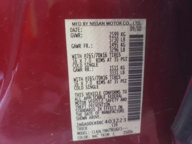 Photo 9 VIN: 1N6AD0ER8BC403223 - NISSAN FRONTIER S 