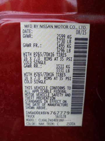 Photo 12 VIN: 1N6AD0ER8FN767779 - NISSAN FRONTIER S 