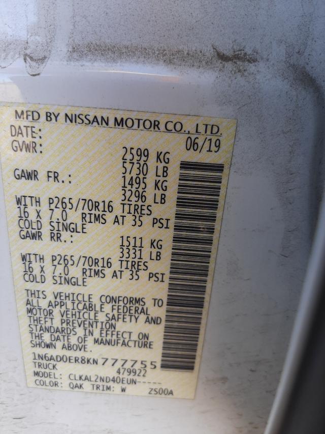 Photo 9 VIN: 1N6AD0ER8KN777755 - NISSAN FRONTIER S 