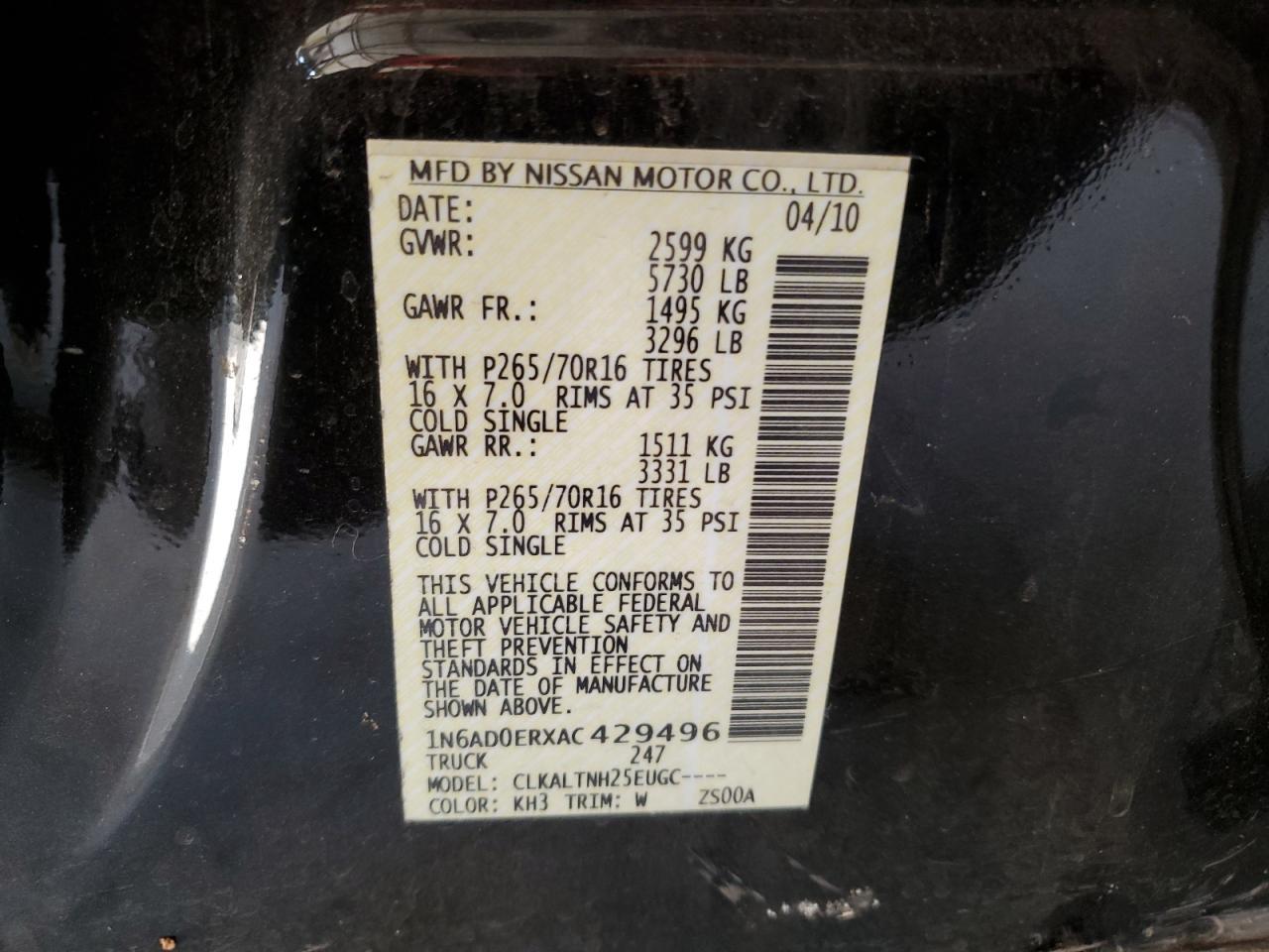 Photo 11 VIN: 1N6AD0ERXAC429496 - NISSAN NAVARA (FRONTIER) 