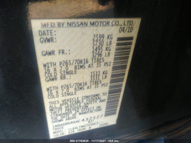 Photo 8 VIN: 1N6AD0ERXAC432527 - NISSAN FRONTIER 