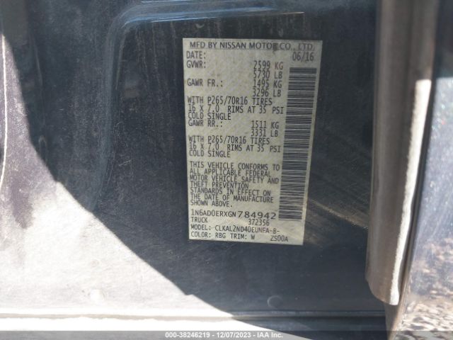 Photo 8 VIN: 1N6AD0ERXGN784942 - NISSAN FRONTIER 