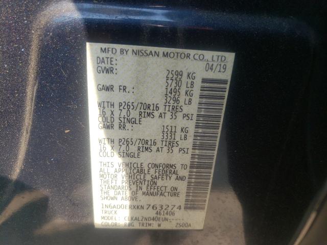 Photo 9 VIN: 1N6AD0ERXKN763274 - NISSAN FRONTIER S 