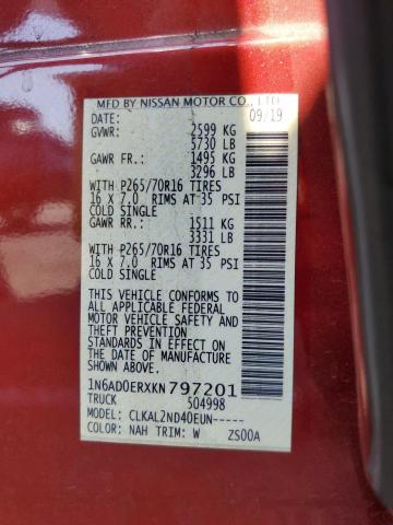 Photo 12 VIN: 1N6AD0ERXKN797201 - NISSAN FRONTIER S 