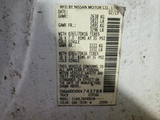 Photo 11 VIN: 1N6AD0EV0KN743788 - NISSAN FRONTIER S 